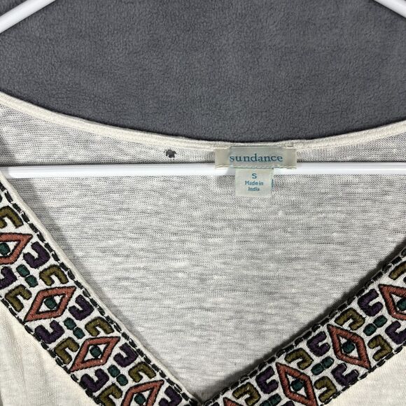 Sundance Blouse Women's Small White Batiste V-Neck Dolman Sleeve Embroidered Top - Picture 3 of 3